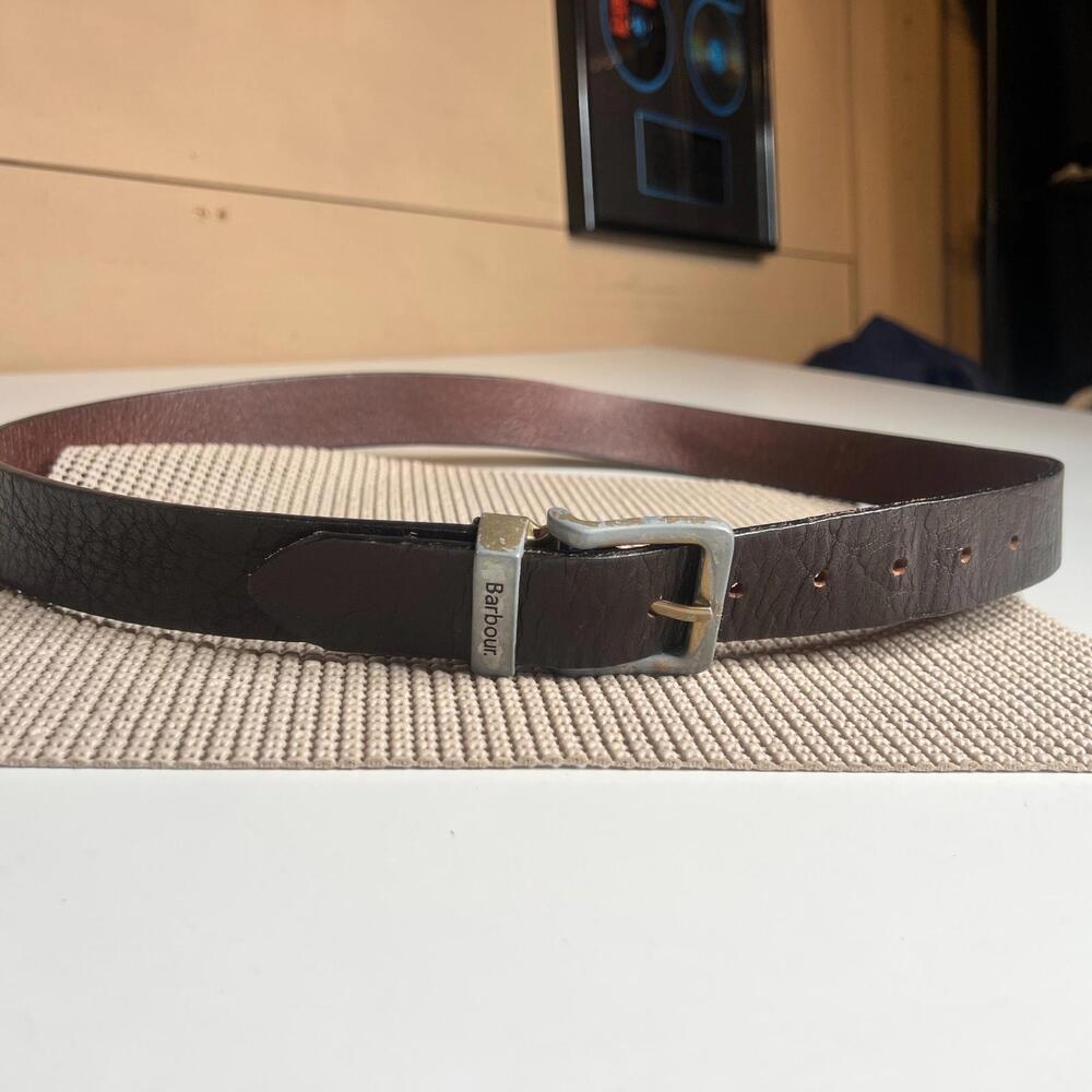 Barbour Leather Belt Brown Size M Unisex Classic Casual Made in India‎